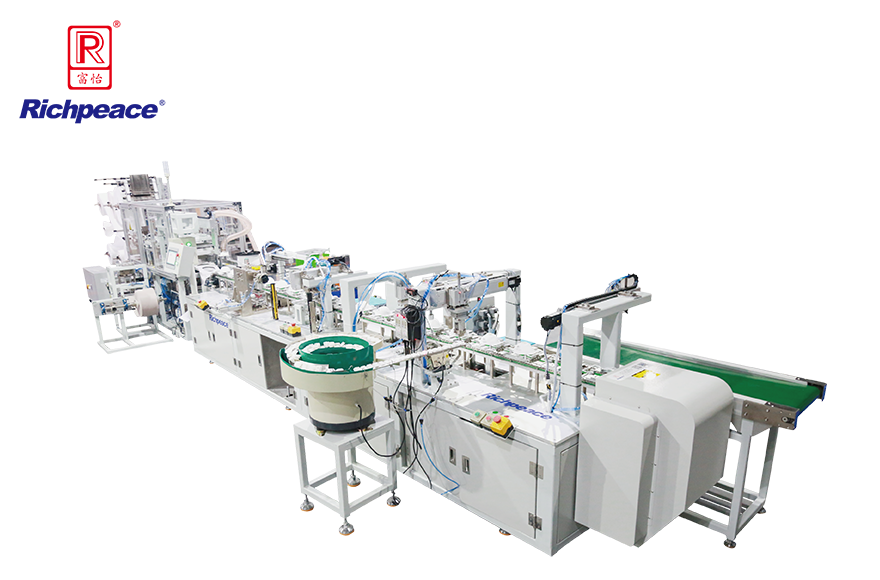 必一体育全自动罩杯口罩生产线 （外鼻夹、呼吸阀、上带卡、加海绵圈）
